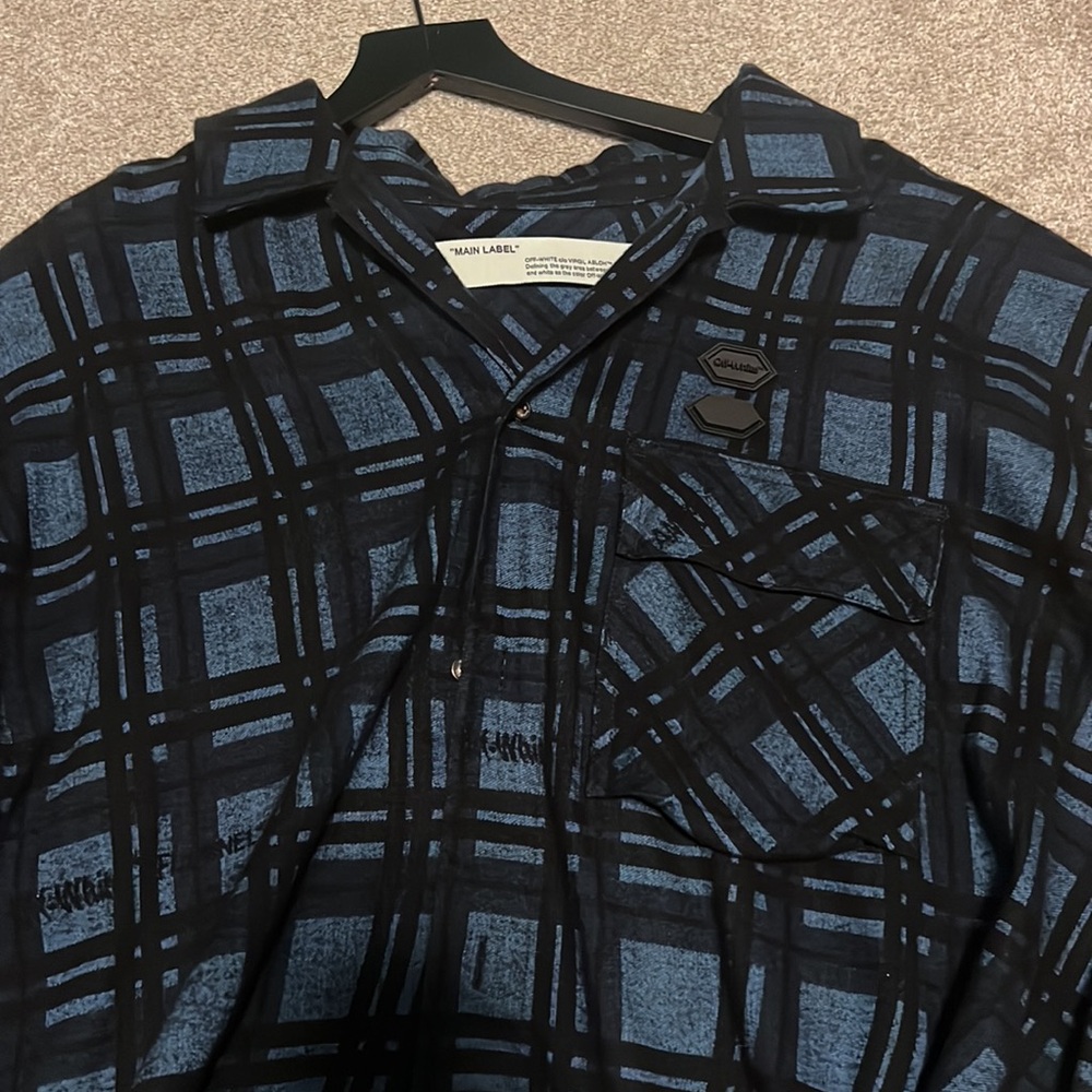 Off-White c/o Virgil Abloh 2021 Flannel Button Down Shacket Shirt